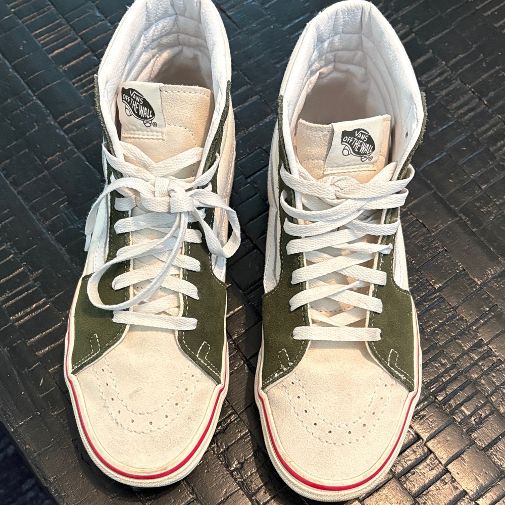 Vans Men's High-Top Sneakers - Olive and White